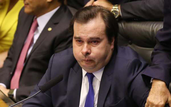 Brasilia DF 10 07 2019 Rodrigo Maia presidente do Camara dos deputados chora ao término da votação da reforma da Previdência foto Lula Marques